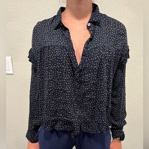 Women's Black Patterned Blouse